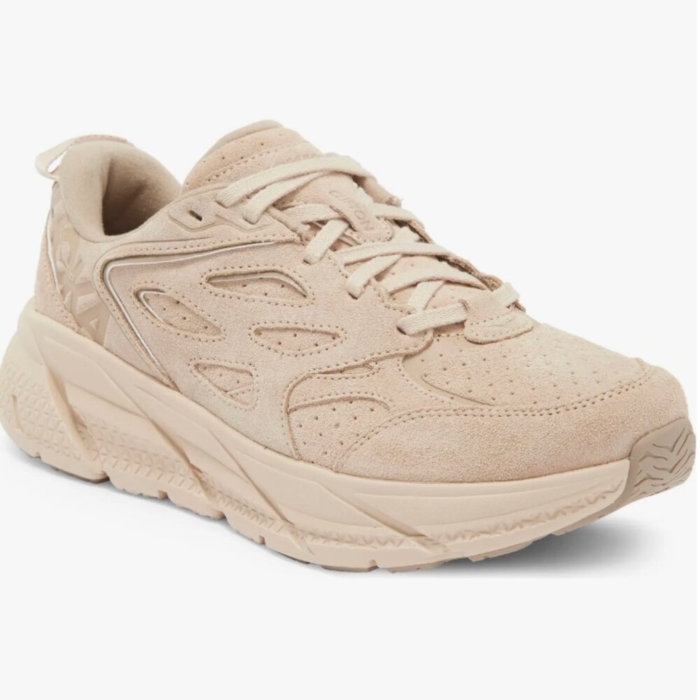 Hoka Clifton L Suede Sneaker Gender Inclusive, 7.5/6.5, Shifting Sand/Dune